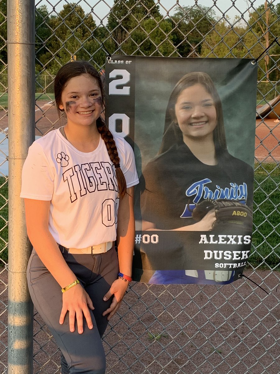 TrinityHSSports's tweet photo. So great to see our own favorite #00, @lillex00, being recognized by her summer league team, the Twinsburg Tigers on Senior Night during her game with Aurora! https://t.co/sxEHvs9JqA