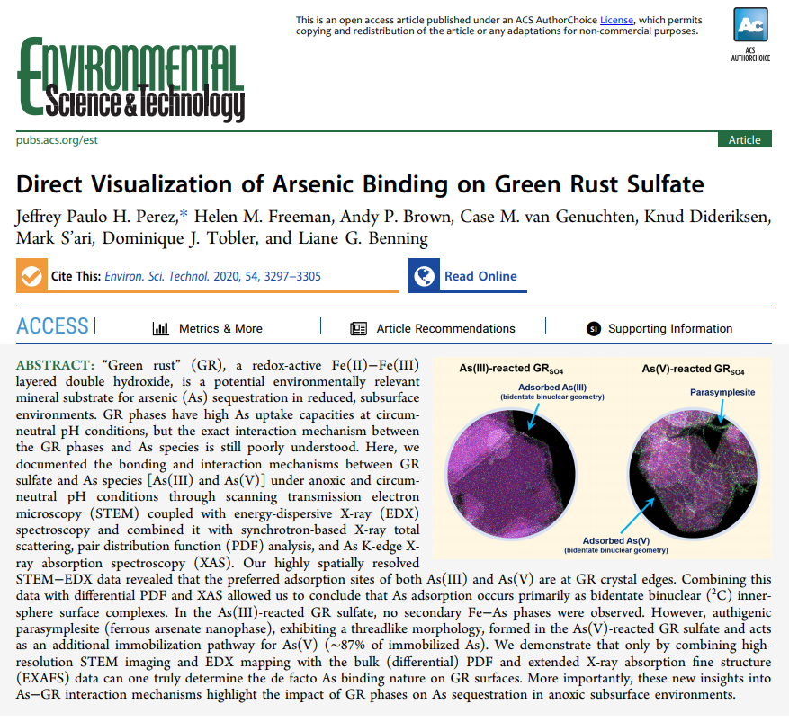 metalaid_msca's tweet photo. Published in @EnvSciTech
ESR @jeffreypauperez et al. directly visualized the immobilization sites of #arsenic on #greenrust surfaces using STEM coupled with EDX, PDF and XAS. #OpenAccess
https://t.co/ET0fJ8E0Wh https://t.co/MmWAJwNgAP