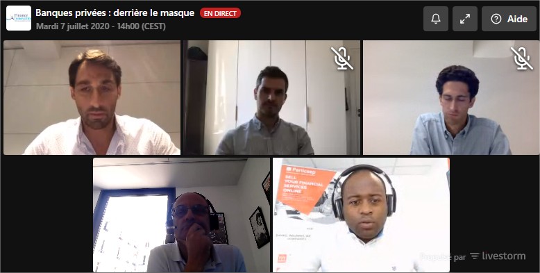 [#Live] - 📢 Notre #CEO <a href="/SteveFogue/">Steve Fogue</a> partage sa 👁️ vision de l'expérience client digitale de la 🏦 #banqueprivée lors du ▶️ #webinar : Banque privée : derrière le 🎭 masque organisé par <a href="/financeinnov/">Finance Innovation</a>.
#ParticeepFinstore #Investissement #ux #Souscription