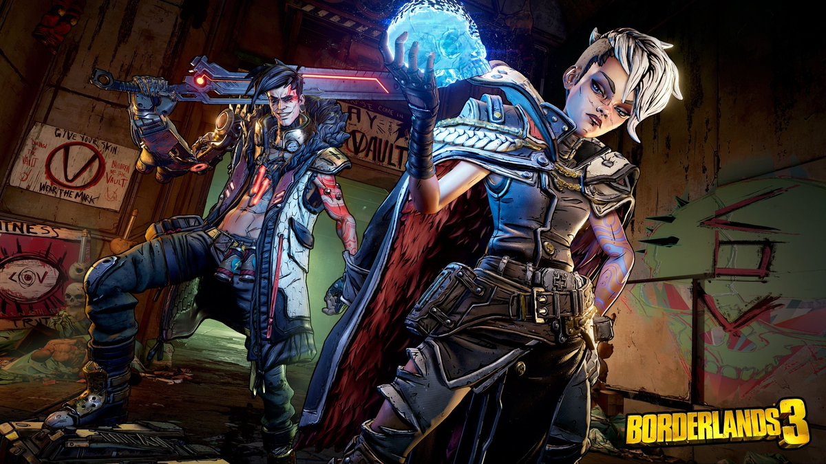 Mayawitch Naisen団 Borderlands3 Tyreen Calypso Troy Calypso ボーダーランズ3に登場するノンプレイヤーキャラクター エコーネットでは有名な双子のストリーマーで白い髪の方が姉のタイリーン 黒い髪の方が弟のトロイですね Borderlands