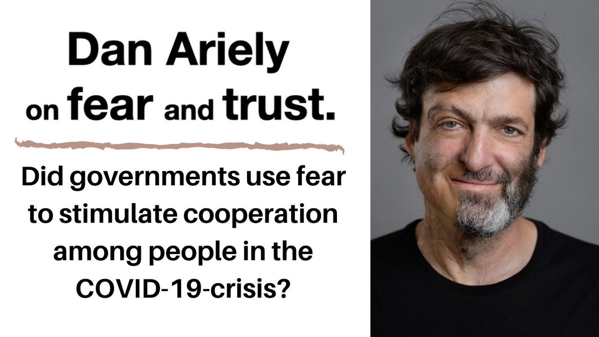TestTheWorld1's tweet photo. Video: Dan Ariely on fear and trust: Did governments use fear to stimulate cooperation among people in the COVID-19-crisis? Worth-watching! #testtheworld #cooperation #covid_19 #fear #postcorona #thenewnormal @danariely @corinnafehr @MagratheanTimes https://t.co/GeSHAm6NmW https://t.co/j6YPdHsdTw