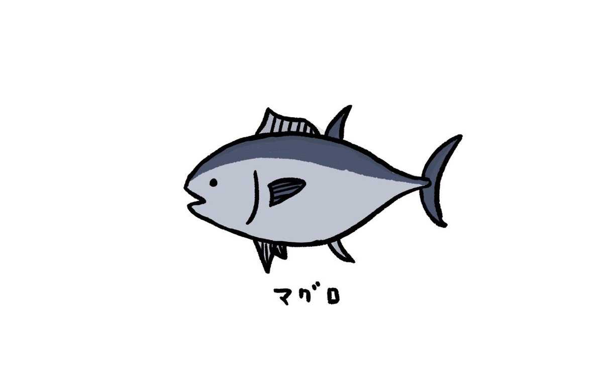 カケヒジュン お絵描きする人 على تويتر マグロ イラスト お絵かき 魚