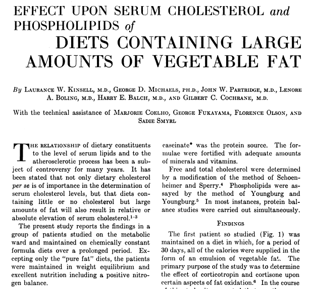 dj_surfista's tweet photo. Efeito sobre o #colesterol sérico e os fosfolipídios de dietas que contêm grandes quantidades de gordura vegetal. (1953)
https://t.co/WHLIu5paYT
#cardiologia #saturatedfat #cardiology #cholesterol #vegetablefat #animalfats #cholesterol https://t.co/AoWvOFeELP