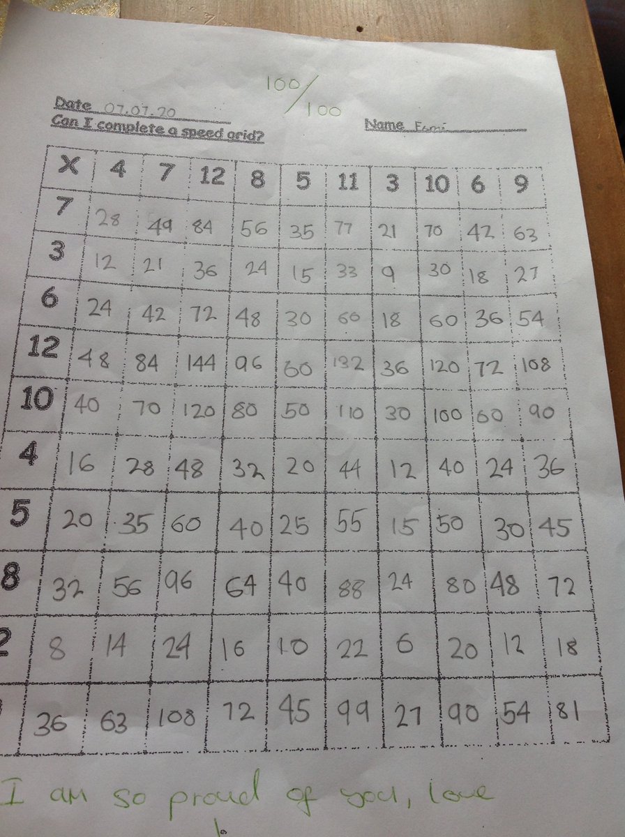 EsmeWilliamson's tweet photo. First time ever, I got 100/100 in my times table test! #imable https://t.co/DDJAFJSdLg