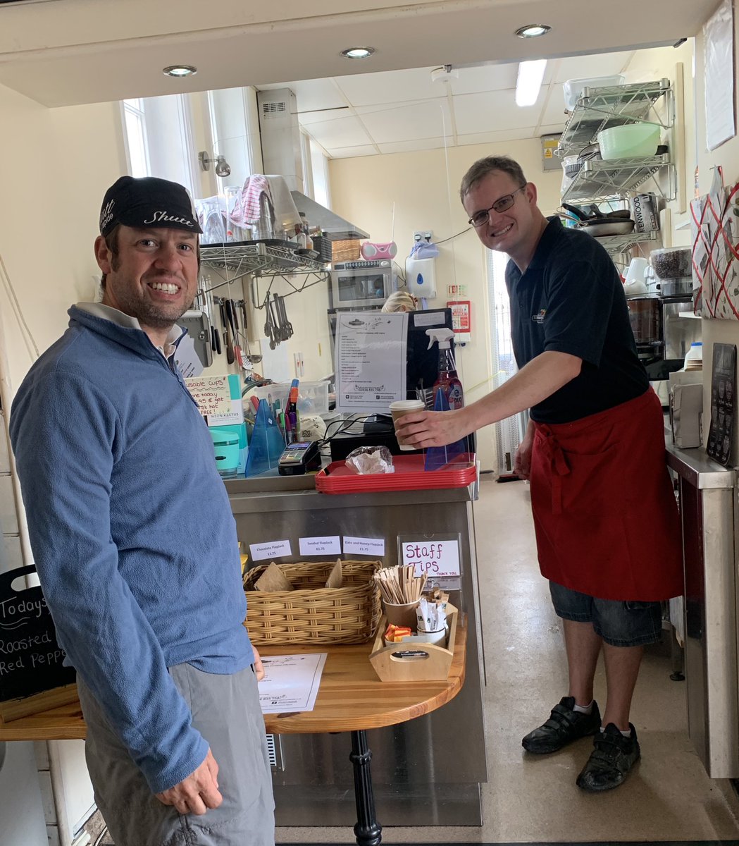 It’s SO good to be back!! Thank you Bryn, our first customer in 107 days. We’re open until 4pm for takeaway &amp; garden seating. Looking forward to seeing everyone, have a great day 🍓