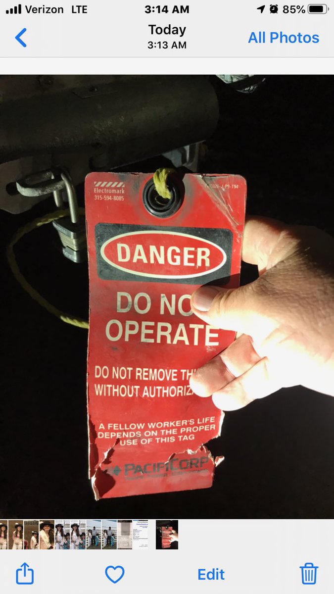 Power OutGe Update- Hyrum Power can’t energize our system until Rocky Mountain Power  removes their safety tag from our switch but they are telling everyone to call Hyrum city  note the time in the picture