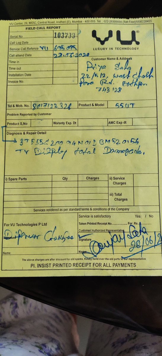 PS__tweets's tweet image. I got a broken VUtv delivered on 23/07 It&apos;s been 10 days with multiple email to @TataCLiQCare and mgmnt team but with no response.This is my first and last purchase from @TataCLiQ ,I encourage all to never buy from them. replace my TV @vikaspurohit  @dharmarajan_k @TataCompanies