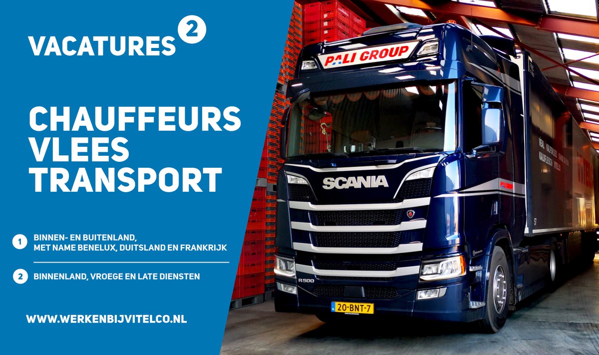 Chauffeurs gezocht!
Vind je het leuk om regelmatig naar het buitenland te rijden óf blijf je liever in Nederland en vind je het niet erg om heel vroeg of juist wat later op de dag te werken? Bekijk dan onze vacatures en reageer! 
bit.ly/3gw1aPq
#vacature #chauffeurs