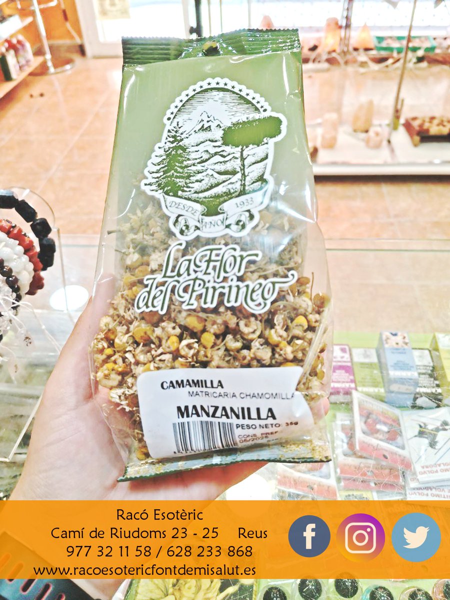 Raco_Esoteric's tweet photo. La manzanilla y sus beneficios: ayuda a la digestión, calma la ansiedad, reduce estrés, ayuda a controlar la diabetes, refuerza sistema inmunitario, trata heridas, y alivia dolores menstruales. 🌱

#RacoEsoteric #Reus #Manzanilla #infusion https://t.co/rpTqqJgjcC