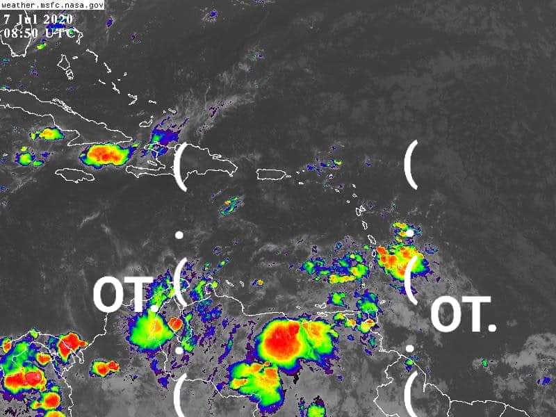 4Felipon's tweet photo. Hoy Martes 7 julio 2020 ..... en horas de la tarde y noche ...... tenemos la llegada de otra Onda Tropical ...... Aumentando la posibilidad de aguaceros ⛈️ y tormentas eléctricas 🌩️ en Puerto Rico y Islas Vírgenes EU ....... https://t.co/NUyhvLYqF9