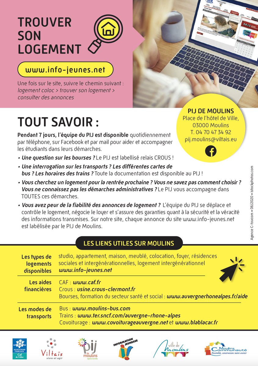 En quête d’un #logement pour l’année prochaine ? Besoin d’aide dans les démarches ? 😃
Le forum logement se déroule du 9 au 17 juillet…. En ligne !! info-jeunes.net  👍
#agglomoulins #ensignementsuperieur