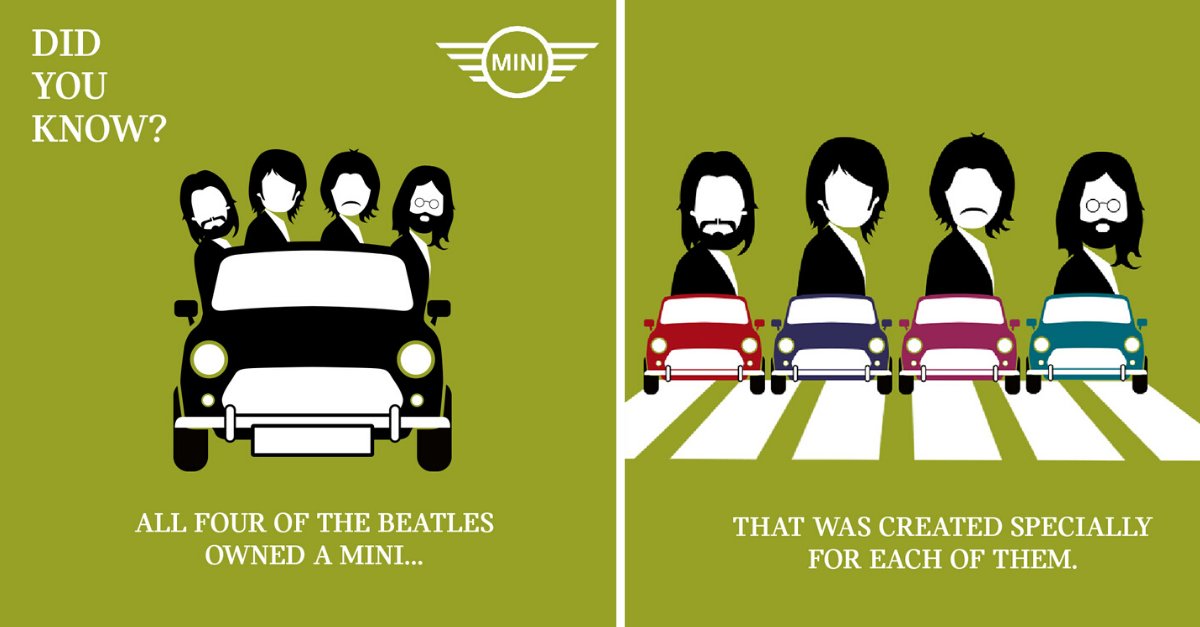 NorthShore_MINI's tweet photo. We are a little bias, but we think the MINI is nearly as famous as the Beatles! Either way, we're sure the fab four would have loved driving down Abbey Road in theirs.
#MINI #NorthShoreMINIGarage #Chatswood #MINIFacts https://t.co/rREjJ9dTUi