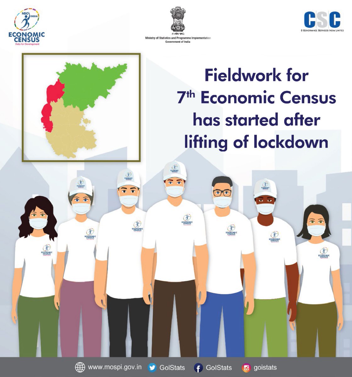GoIStats's tweet photo. Fieldwork has been restarted in Green Zones, abiding by necessary precautions and safety protocols prescribed by @MoHFW_INDIA and @WHO. Kindly cooperate with enumerators and provide correct data to help Government devise interventions against economic fallout of #COVID19 https://t.co/HKSc9IMwhp