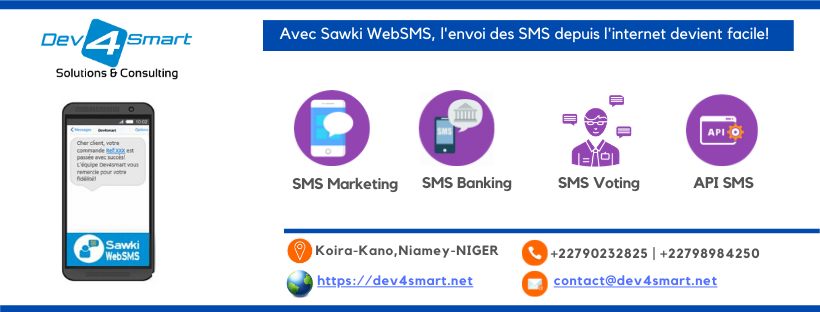 dev4smart's tweet image. Besoin de faire connaître vos produits et services à travers une approche Marketing plus directe et ciblée basée sur le texto? Alors, optez pour notre produit #SawkiWebSMS, une solution aux avantages multiples: Simple, Flexible et Sécurisé avec un coût d&apos;accès très abordable!🤝