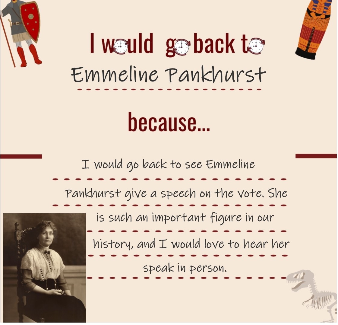 NPTLibraries's tweet photo. We've had a think too, Sheree chose going back to see Emmeline Pankhurst speak as the thing she would go back in time to experience, see below. When would you go back to? Would you want to see a historical figure? An event? Let us know
#NPTlearntogether
#iwouldgobackto https://t.co/KDzVRvKGCp