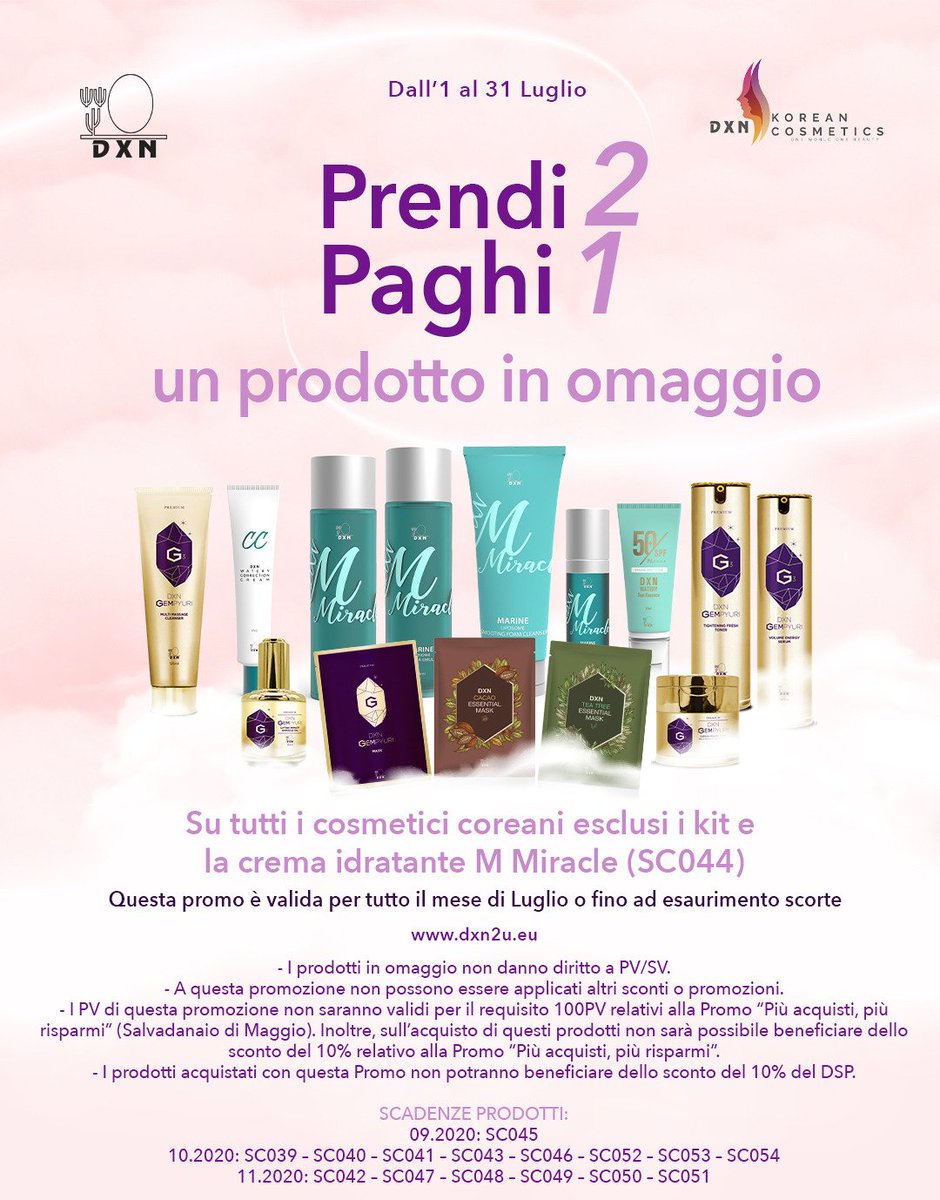 pasqual36834451's tweet photo. Salve 
Nel mese di Luglio si possono avere questi magnifici prodotti prendendone 2 e pagandone 1 se volete sapere come fare per informazioni tel al numero +393382338874
#buonacquisto con dei magnifici e stupendi #prodotti della #dxnmiracle e #dxngempyuri. https://t.co/EZXLYYr8V4