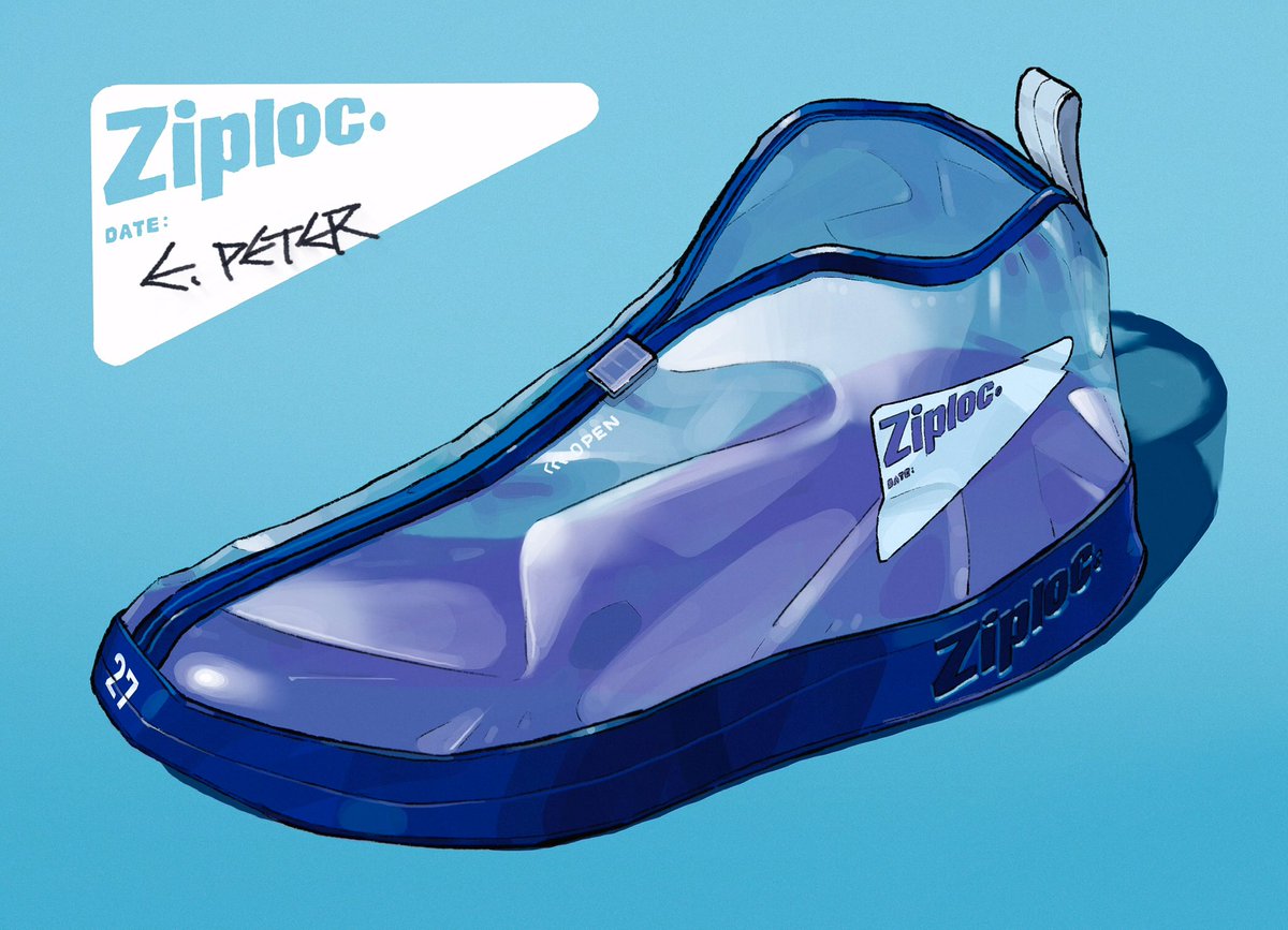 「ジップロックの靴の絵描いた! 」|エヲカクペーターのイラスト