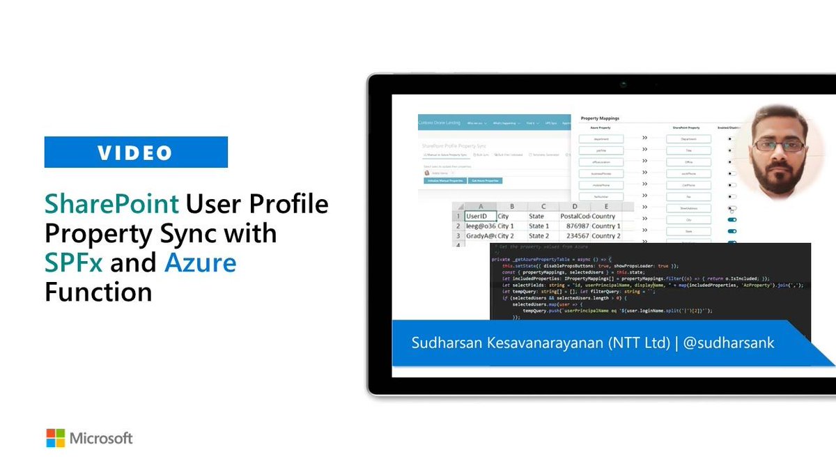 vesajuvonen's tweet photo. Great #Microsoft365dev demo by @sudharsank on building a #SPFx UX to control #AzureFunction which replicates needed user attributes between Azure AD and SharePoint with #MicrosoftGraph https://t.co/AGo1Nl9AyX https://t.co/9GG5qULgQo
