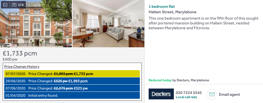 Marylebone, down 24% to £1,733  https://www.rightmove.co.uk/property-to-rent/property-69436650.html