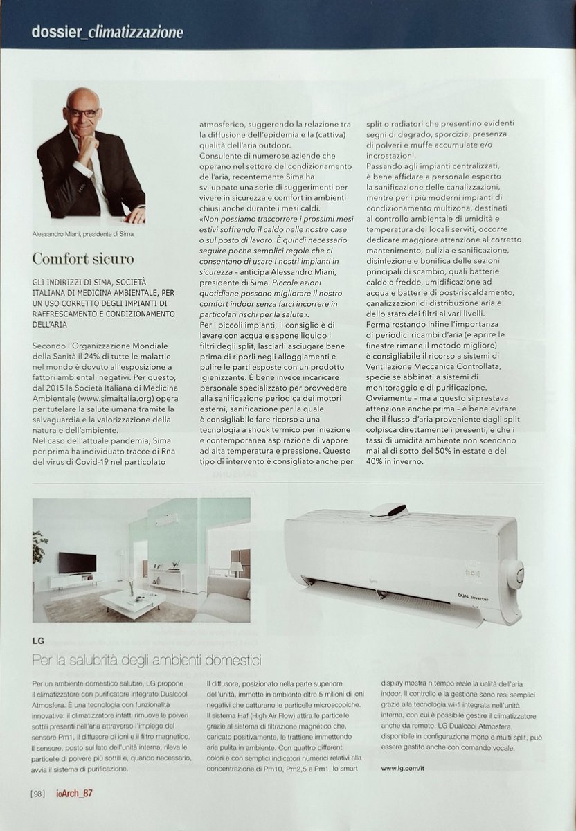 Aless_Miani's tweet photo. #CLIMATIZZAZIONE
Su #IoArch una mia intervista relativa alle norme utili a ridurre il rischio sanitario #indoor usando impianti di climatizzazione https://t.co/qvRbdwuapk
