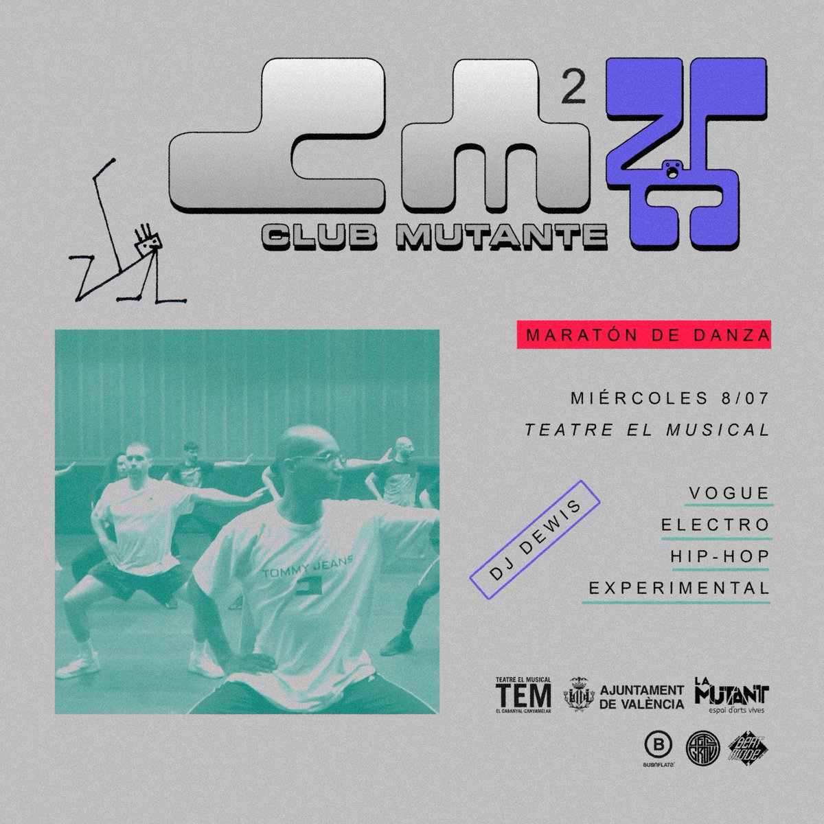 TeatreElMusical's tweet photo. Demà día 8 de juliol, Marató de dansa. De 17:30 a 20:30. Teatre El Musical.
https://t.co/du9yG7J9XV
El hall del TEM és el nou dancefloor. 
 #clubmutante #ProgramacioTEM #LaMutant #TEM #dansa
@clubmutante https://t.co/PsZdGrSX2o