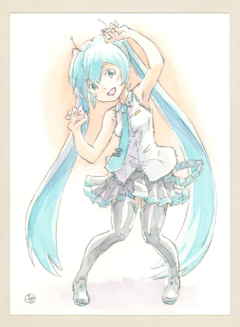 初音ミク 「エイリアンわたしエイリアン～
ちょっとモーションオーバーめに描いてます 」|エポキシパテのイラスト