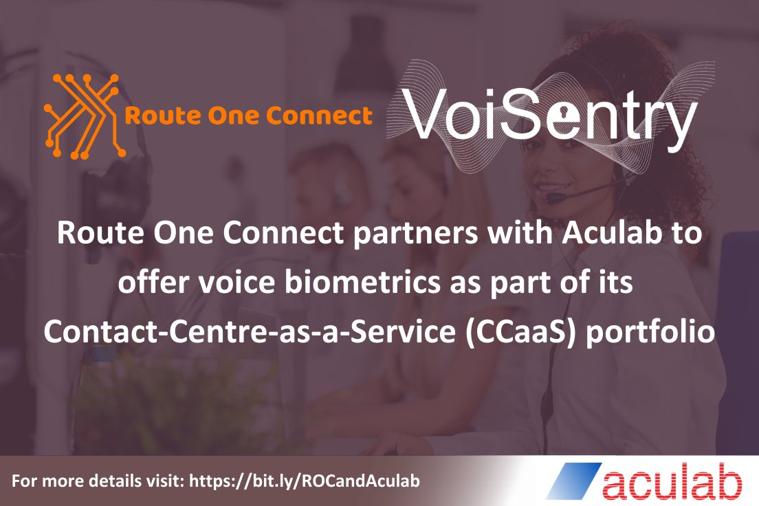 aculab's tweet photo. @route1connect partners with Aculab to offer #voicebiometrics as part of its #CCaaS portfolio.

Find out about our latest partnership, and how VoiSentry can help you reduce ID&amp;V costs while improving #security and #CX at: https://t.co/mrdf8AC3Dz #Biometrics #ContactCentre https://t.co/6kaL8IF1o2