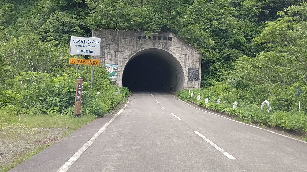 た け し 綿 先日行った 奥只見シルバーライン と 国道352号線 樹海ライン で新潟県から福島県に抜ける小旅行 352号は 奥只見湖 を縫うよに走る未改良国道ですが 一ヶ所だけ 1991年竣工の グミ沢トンネル という立派な二車線トンネルが