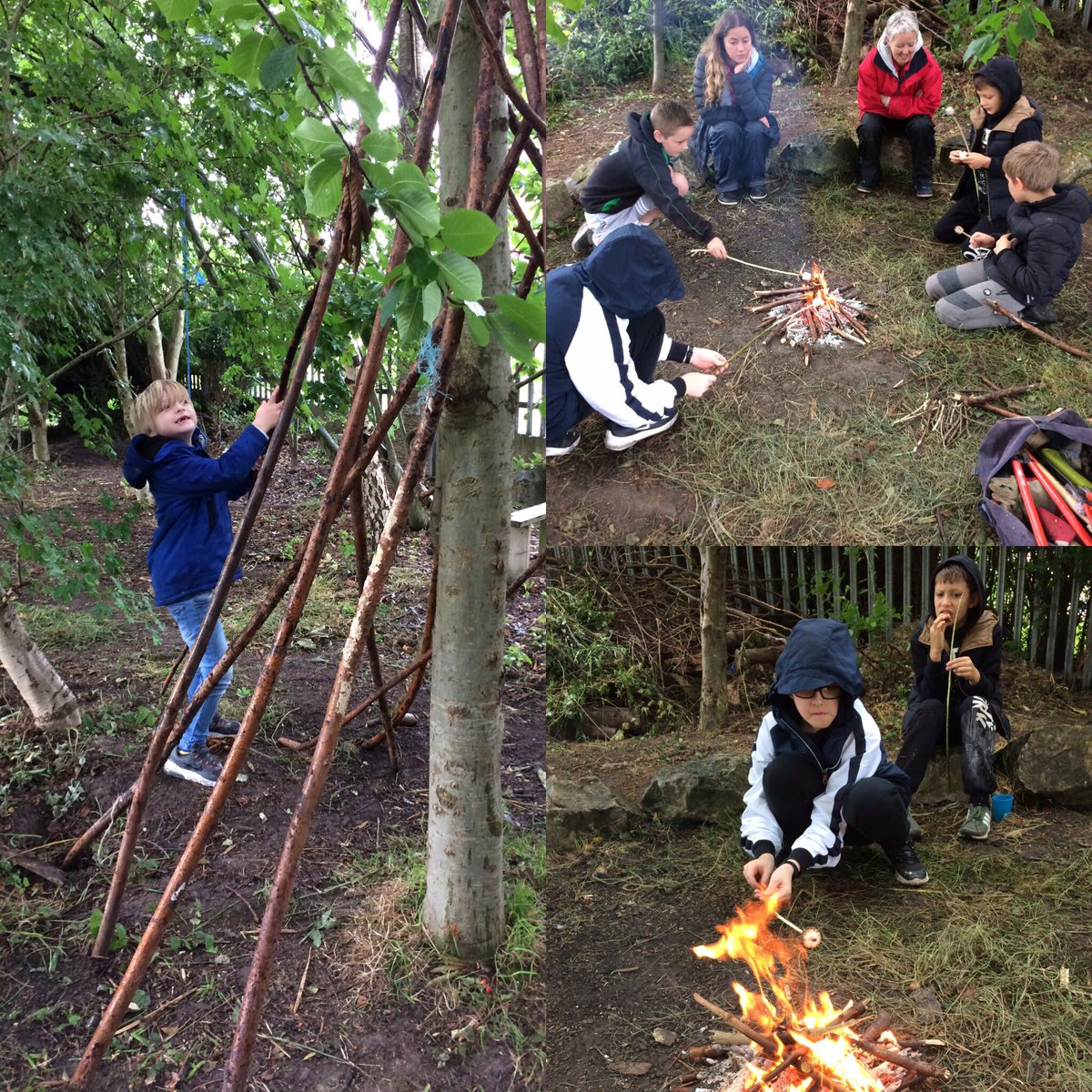 BeckwithMiss's tweet photo. @YsgolEmmanuel Hub children enjoying forest school again today. Learning to light a fire with a flint and steel and making smores! https://t.co/0FIsAIquYh