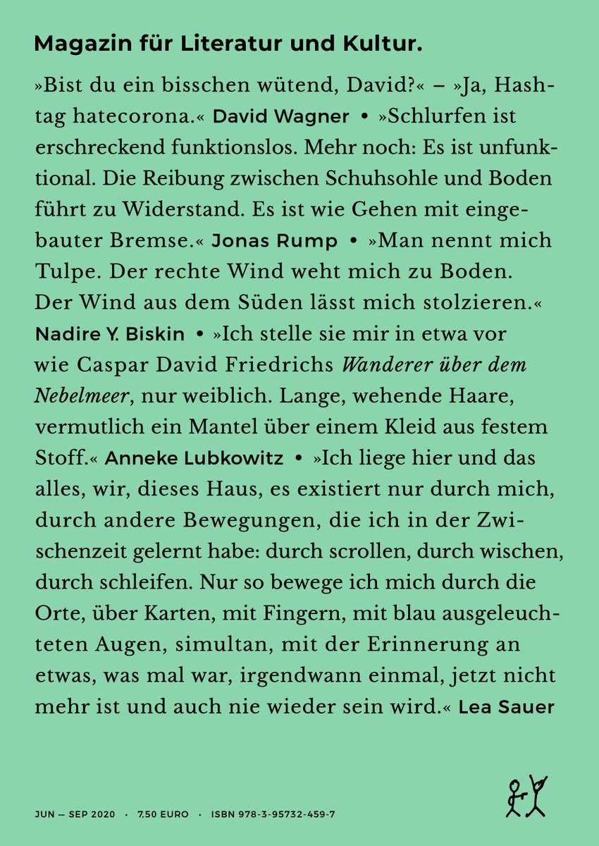 In unserer neuen Ausgabe GEHEN wir.
Geht ein Stück mit uns! Treffpunkt: t1p.de/0z3c
Mit Beiträgen von u.a. David Wagner, Nadire Y. Biskin, Jonas Rump, Anneke Lubkowitz, Anna Fedorova, Jenny Schäfer, Lea Sauer, Jan Wilm und Ron Winkler.
#meta27 #gehen #abohilft