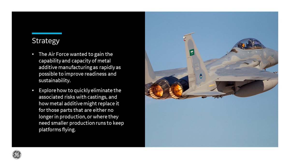 GEAdditive's tweet photo. The @usairforce is continually maintaining and sustaining their fleet of aircraft, many of which have been in service for decades. When faced with the challenge of sourcing and producing spare parts, they looked to @GEAviation and GE Additive for solutions. #AdditiveMoment https://t.co/oau0Usulk3
