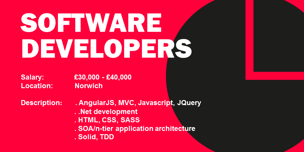 Cooper Lomaz are supporting a retail/e-commerce business looking for two Software Developers.

cooperlomaz.co.uk/careers/28075/…

#softwaredeveloper #angularjs #mvc #javascript #jquery #netdeveloper #html #css #sass #applicationarchitecture #solid #tdd #itrecruitment #norwich #norfolk