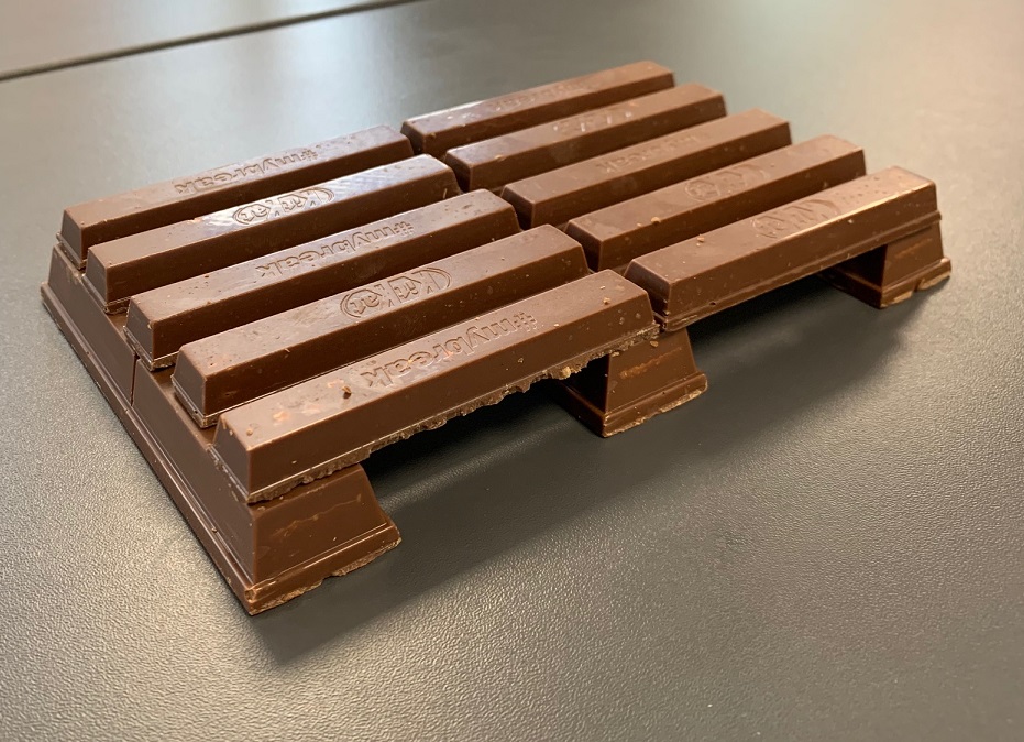 RPS_Limited's tweet photo. There's only one way a #pallet company celebrates #WorldChocolateDay and that's by building a delicious, @KITKAT pallet! It almost looks too good to eat! https://t.co/mKLHrkxa1A https://t.co/8onXktIahF