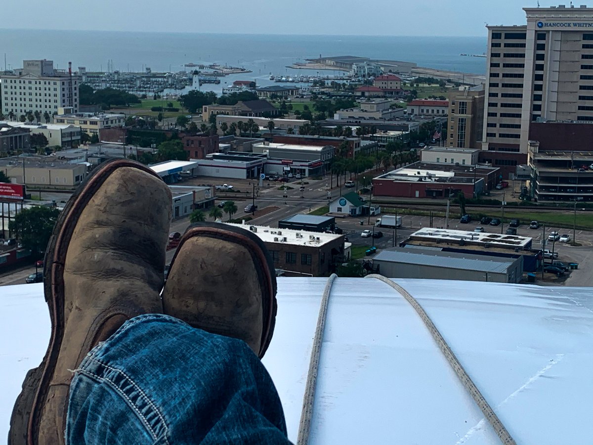 Views from the top! Great shot from the dome of a water tank after a successful AMI install in Gulfport, Mississippi! 

#Towers #TowerClimbers #Views #Team