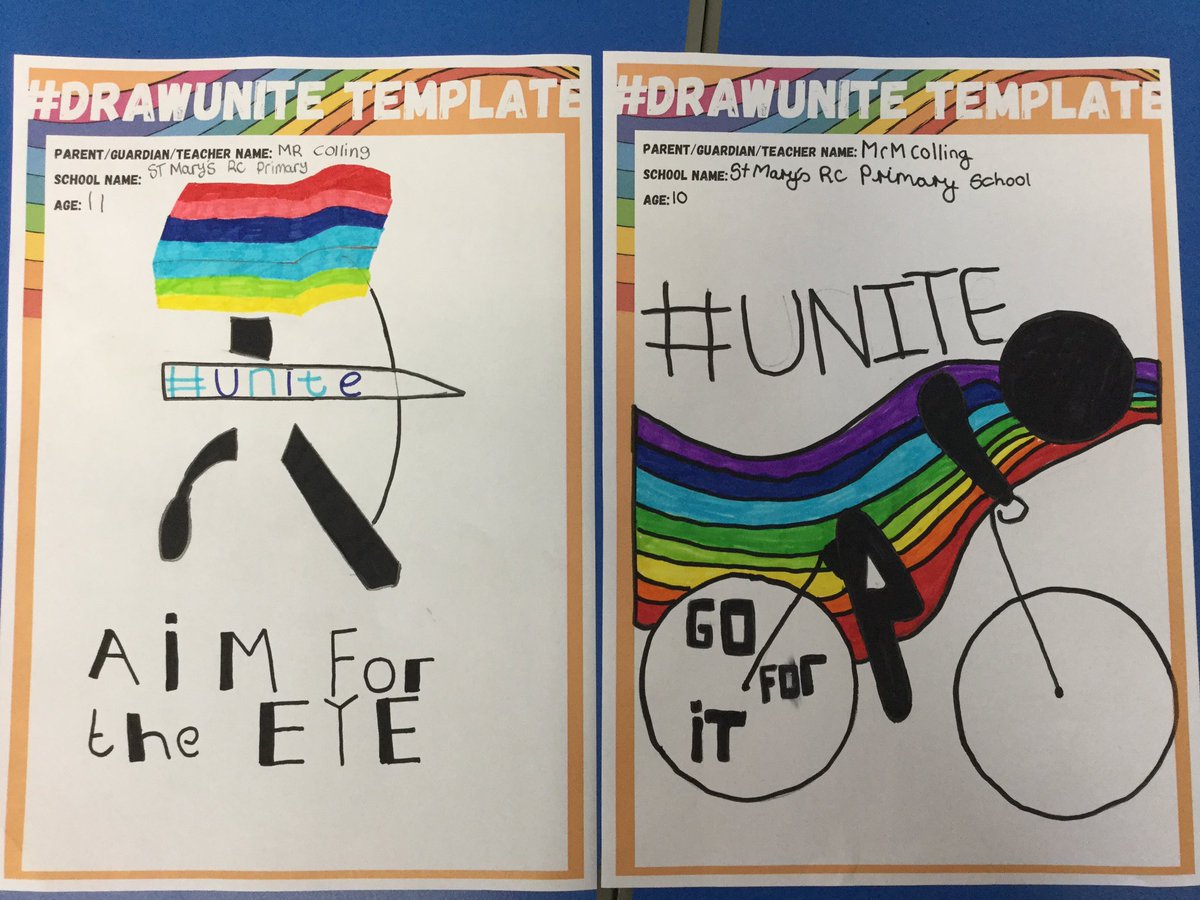 whickhamstmarys's tweet photo. Some Year 6 posters for the #DRAWUNITE challenge. Amazing design skills and inspirational slogans! #WeAreStMarys @GatesheadSSP https://t.co/SSm7BgCdG0