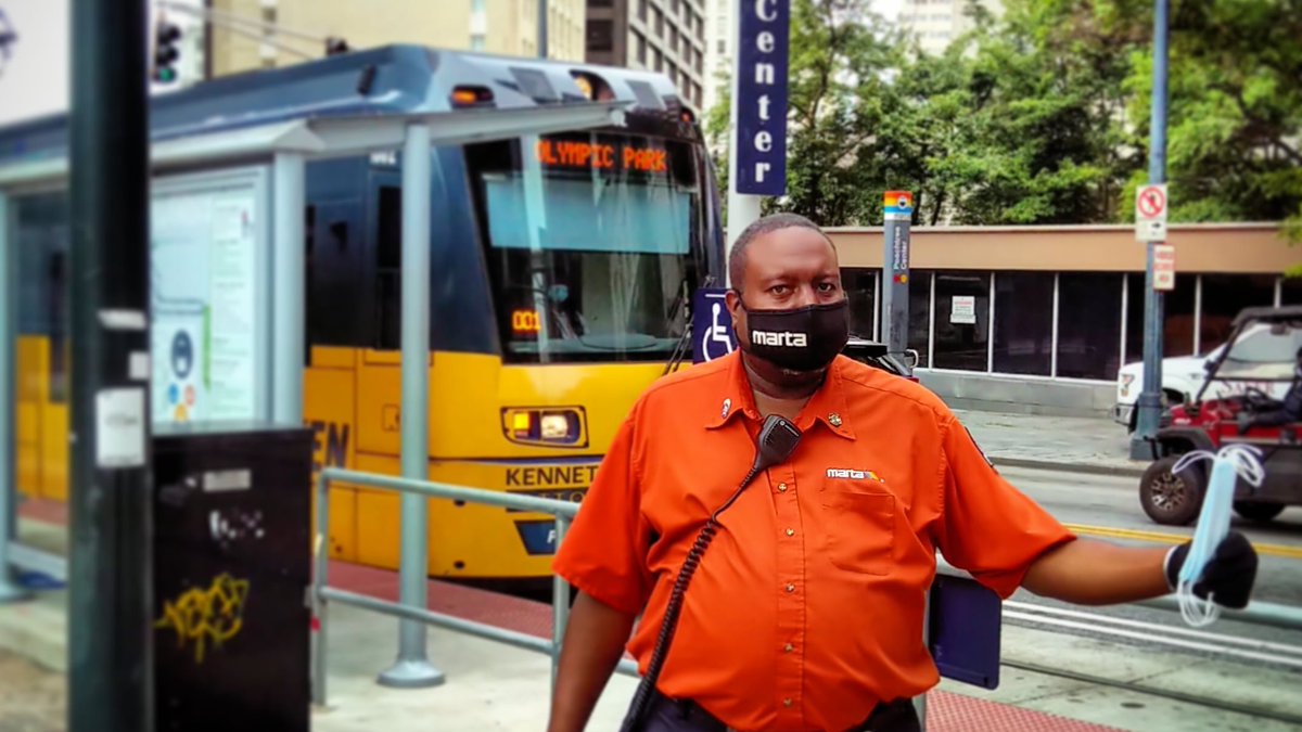 Need a mask? MARTA Station Agents and volunteers can provide a mask to those in need. We want everyone to keep their faces covered to reduce the spread of COVID-19. You can help everyone to stay safe. #FreeMask #EssentialTransit