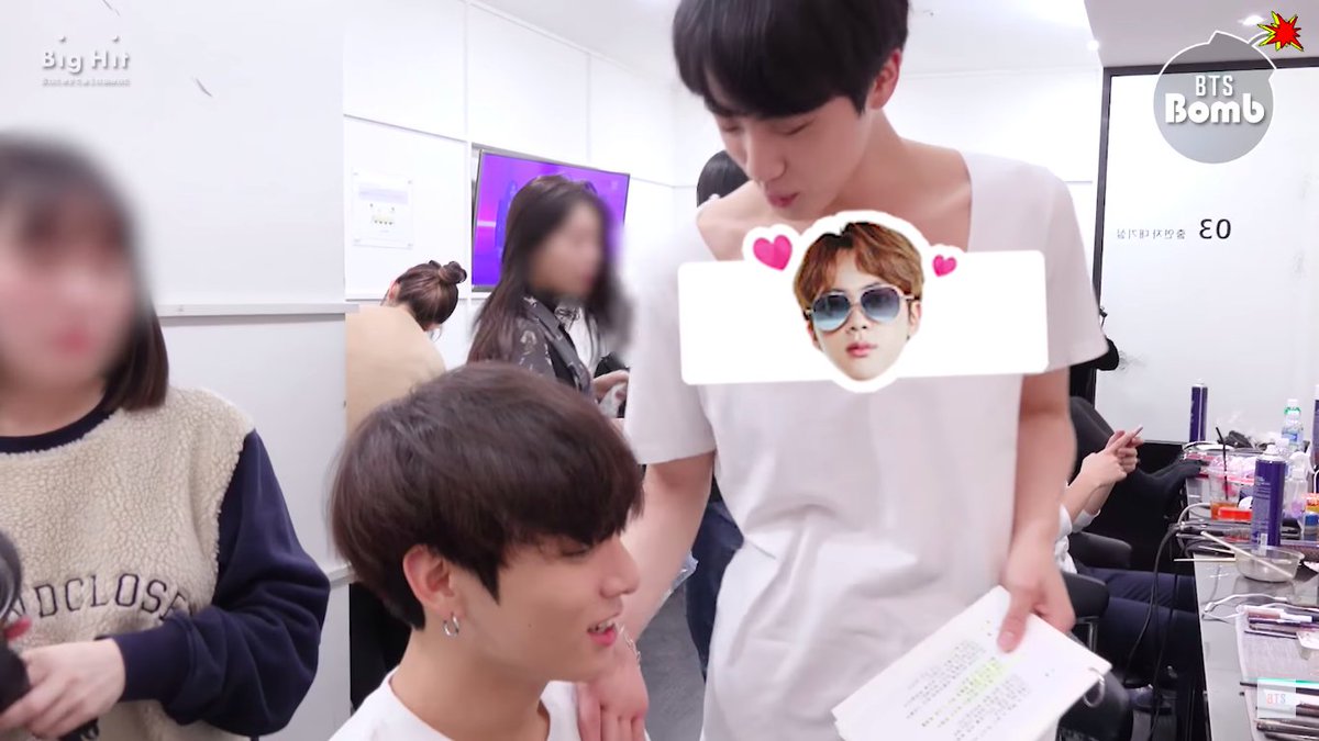 taebokkiii's tweet image. *Jin wears loose white tee*

Bighit: CENSOR!!