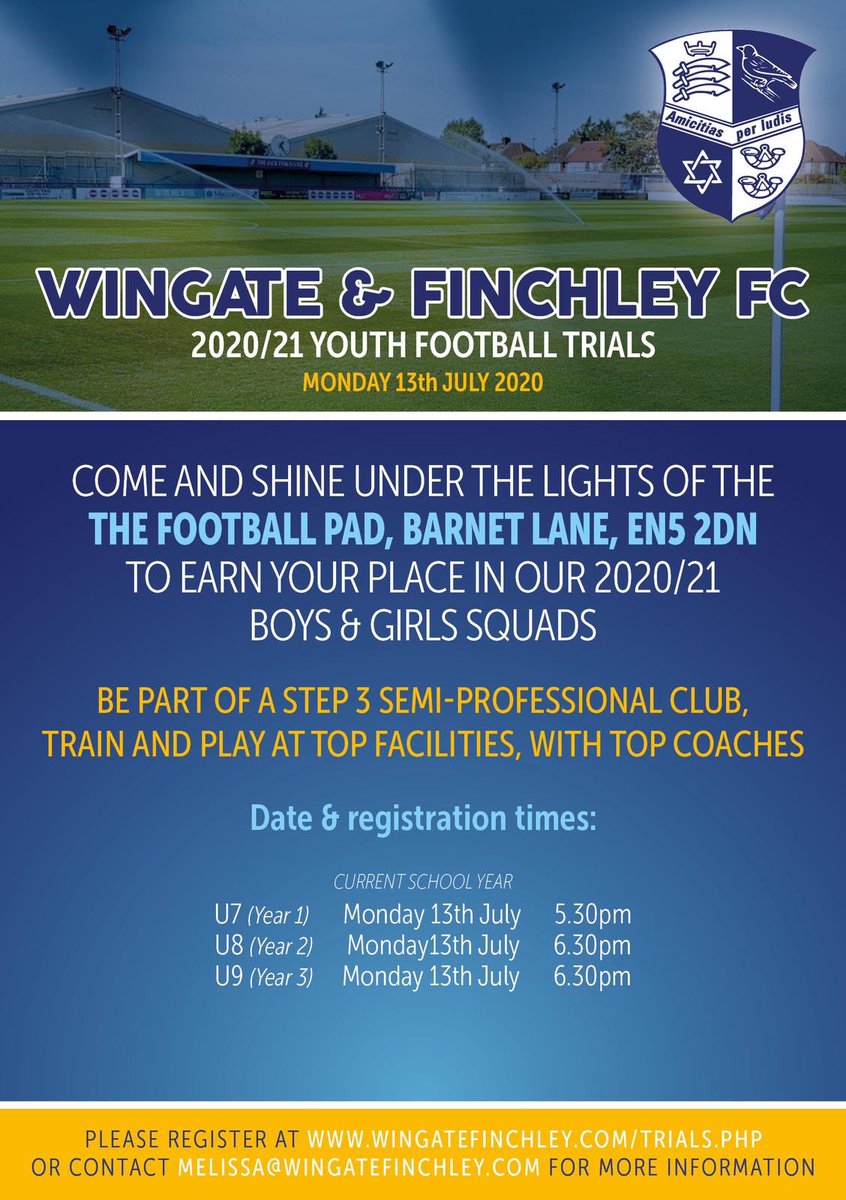 WinFinchleyFC's tweet photo. NEW @WinFinchleyYth trial date announced for Under 7s, 8s and 9s - Monday July 13th.

Please register at: https://t.co/DFT9ij2ZKU https://t.co/oAX2HeeuJv