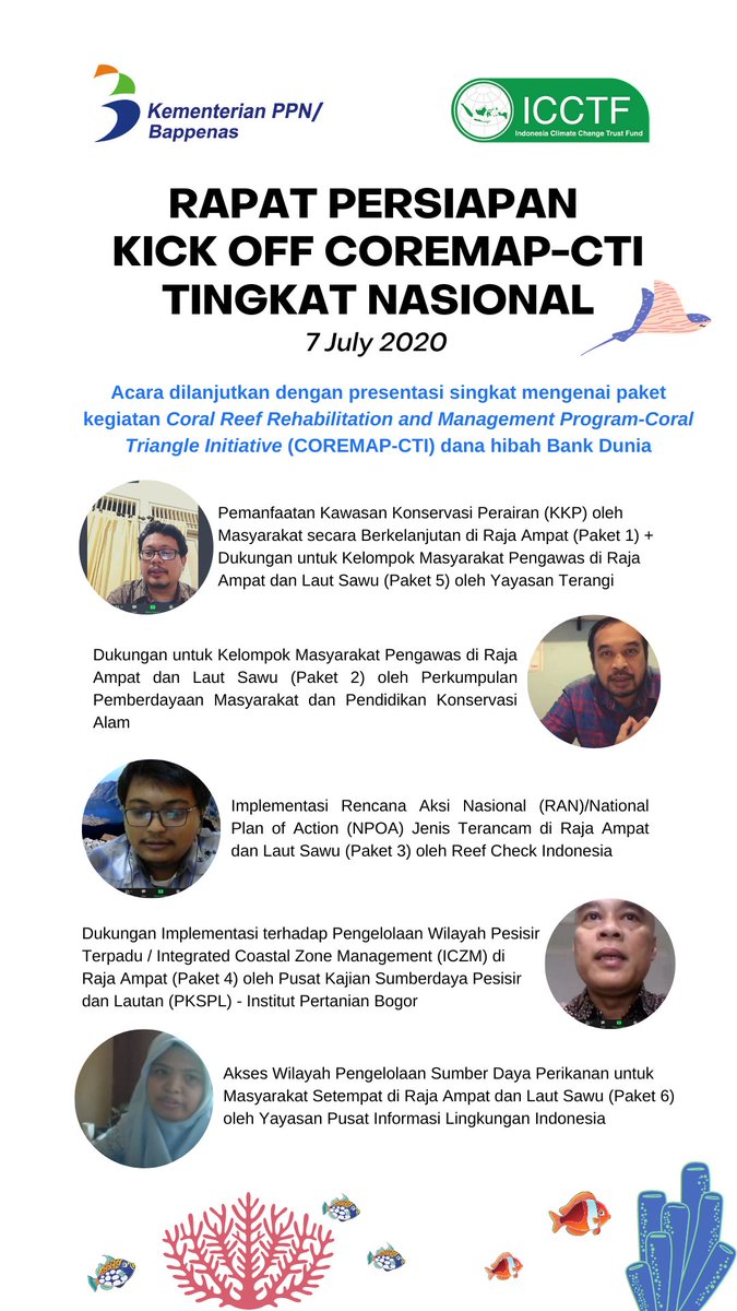 icctfofficial's tweet photo. Hari ini ICCTF mengadakan Rapat Persiapan Kick off COREMAP-CTI Tingkat Nasional, mari simak rangkaian kegiatannya!
#ClimateChange #COREMAPCTI #SustainableOcean #SustainableDevelopment #CoralreefRehabilitation #ScienceBasedManagement #GenderEmpowerment #CommunityBasedManagement https://t.co/rZ8Vc3Ld7U