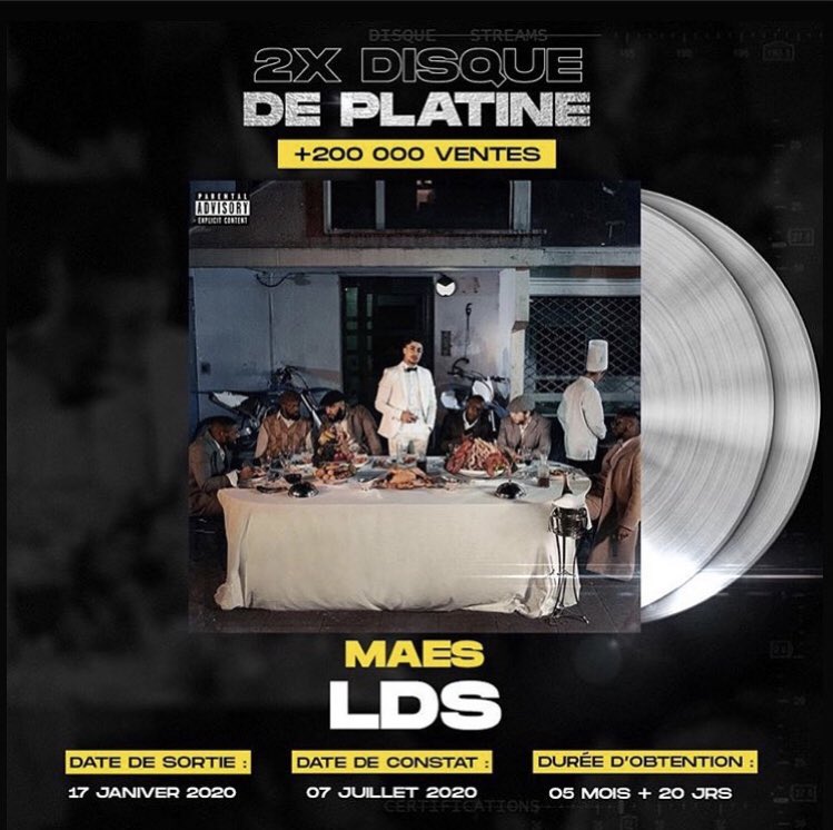 MaesOfficiel's tweet photo. J’sais pas compter les mesures mais j’sais compter ma Sacem 🤷🏻‍♂️✌🏼#DoublePlatine MERCI ❤️ 
#LDS #LesDerniersSalopards https://t.co/7XaoCKM6CT