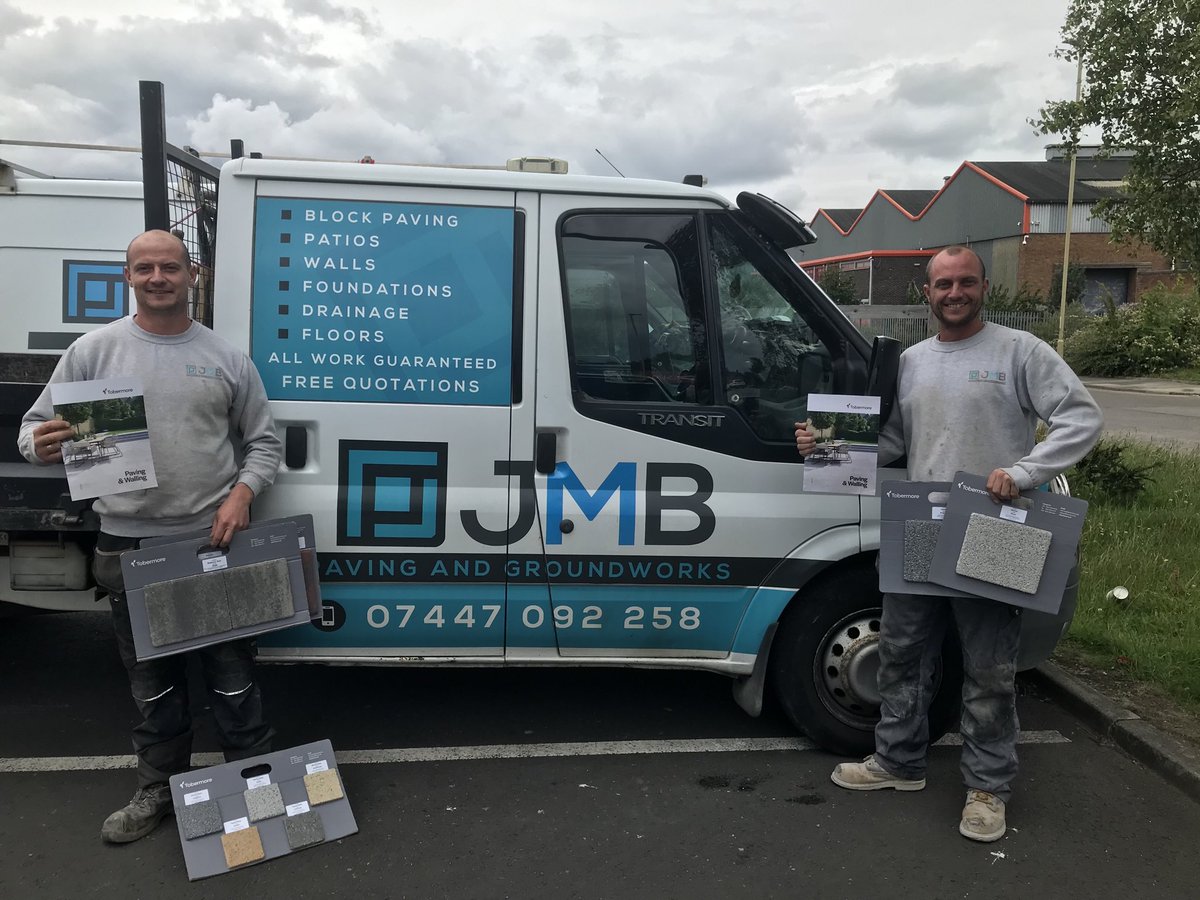 RTobermore's tweet photo. Signed up Mark & Anth from JMB Paving&Groundworks. Welcome on board to @tobermore #approved #installer scheme 👍 #Newcastle @josephparrboro #NorthEast #paving #landscaping #walling #Primetop #Efstop #PavingCreator #inspiration https://t.co/sMX5eOwJX5