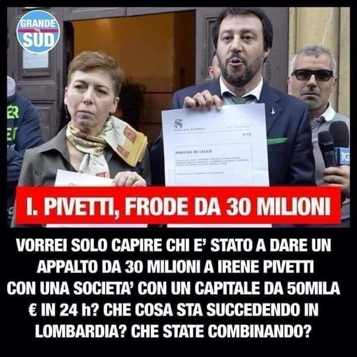 DeSantis1948's tweet photo. 🔴CHI DALLA REGIONE LOMBARDIA HA DATO L' APPALTO ALLA PIVETTI DI GESTIRE 30 MILIONI DI SOLDI PUBBLICI???
#DIFFONDI QUESTO #SCHIFO 

🔴Perché TV e Giornali non ne parlano più? https://t.co/BpEnJjFfbg