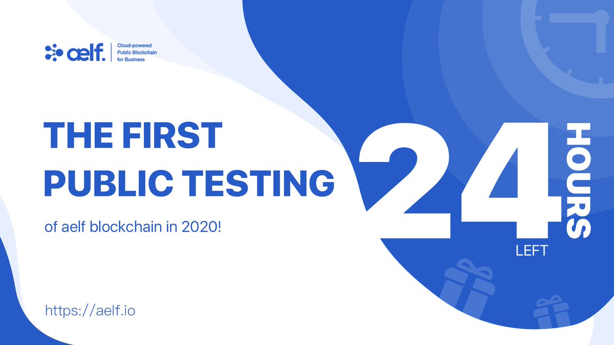 We have good news to share with you!

In 24h we will introduce THE FIRST PUBLIC TESTING of aelf blockchain in 2020! 

Countdown just started. Stay tuned!
Retweet 🔌💪💪  #aelfEvents #aelf #blockchain #aelfblockchain #ELF