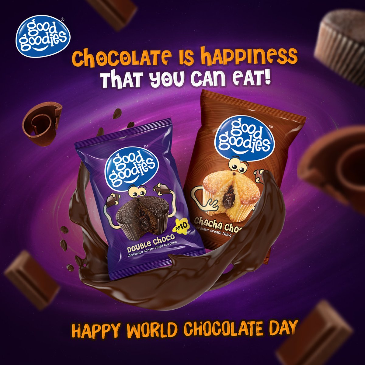 GoodGoodiesPk's tweet photo. Chocolate makes everything taste better. Let's celebrate for the love of chocolate!
#GoodGoodies #WorldChocolateDay #DoubleChoco #ChachaChoco https://t.co/6LEfSxPy3w