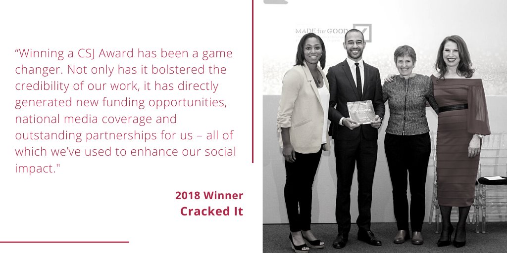 Cracked It/<a href="/CrackedIt/">Cracked It</a> provides opportunities for at-risk youth to realise that crime isn't their only option in life. They have gone on to do incredible work since winning the CSJ Award in 2018.

➡️ For your chance to win at the #CSJAwards2021, apply here: bit.ly/2BHUW07