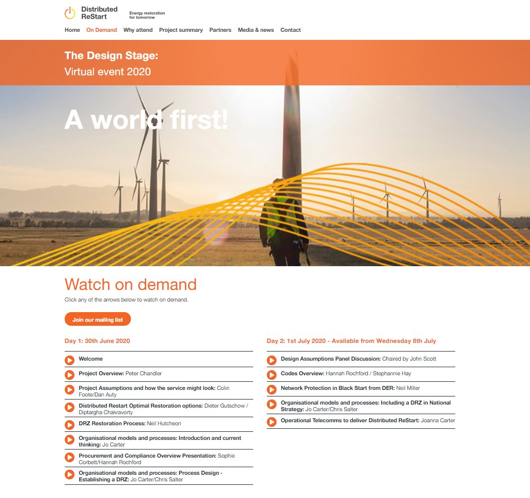 neso_energy's tweet image. Our #DistributedReStart virtual event last week is available #ondemand 👉distributedrestart.com

We &amp;amp; partners @SPEnergyNetwork @TNEIServices shared progress on this world-first project to make #blackstart grid restoration possible from distributed #energy including #renewables.