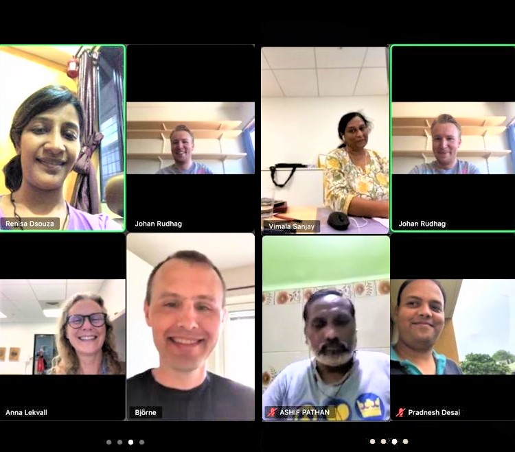 SwedeninMumbai's tweet photo. We had a #VirtualFika #farewell for our intern @johanrudhag the other day. Thanking him for his support &amp; hoping to work again. All the best! Here are some of our #swedeninmumbai memories
#virtualfarewell #Fika #goodtimes #bombay #mumbai  #swedeninindia #SwedishIntern

+4 https://t.co/lKAqgPh8EF