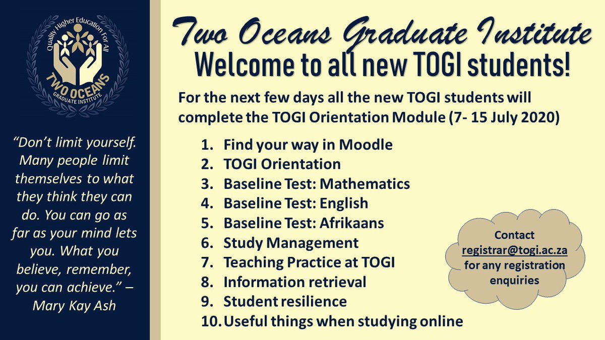 TOGI_study's tweet photo. Welcome to all the new TOGI students who are joining us this semester!  
#newbeginnings #TOGI #onlinelearning #highereducation https://t.co/OQle1wwXGW