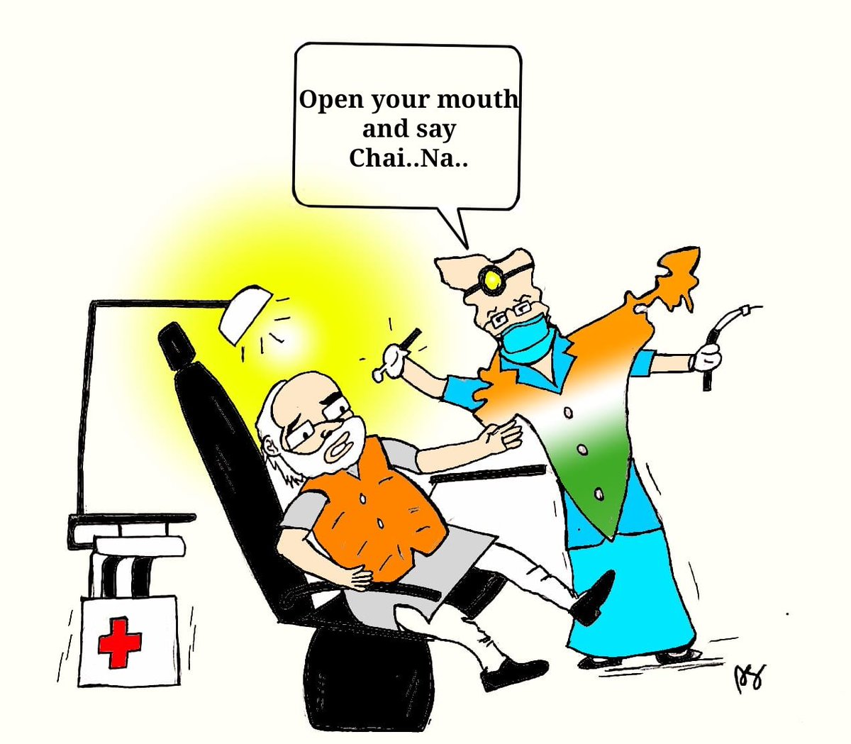 DoodlerAish's tweet photo. PM's Dental Report.
China Stuck in his Throat.
#ModiMuhKholoChinaBolo 
@CartoonistAsif 
@ImShaziaIram https://t.co/s1x3wddngP