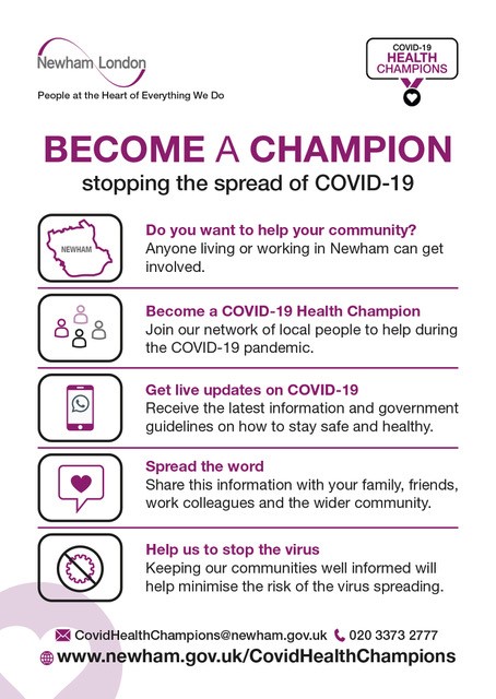 NewhamLondon's tweet photo. The #COVID19HealthChampions network empowers thousands of #Newham residents to remain up to date on the latest advice about COVID-19

Register to join on our website: 
https://t.co/kvqlFrthzU https://t.co/FCJI5ityW5